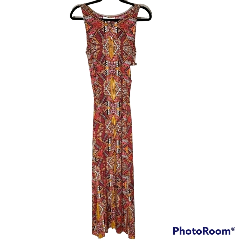 Two by Vince Camuto Maxi Dress Multicolor Tribal Beat Print Size Sm